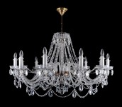 Crystal chandelier with stained dark brass for practical use.