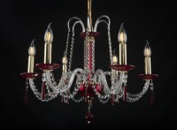 Ruby crystal chandelier with gold metal (2)