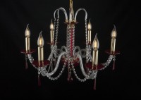 Ruby crystal chandelier with gold metal (3)