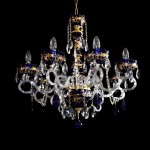 Cobalt blue crystal chandelier with blue pendants