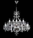 Large silver crystal chandelier with glass lira