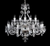 5 Arms Silver crystal chandelier with 4 glass horns & cut crystal almonds