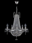 Basket crystal chandelier with 5-tube metal arms.