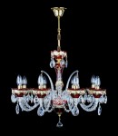 A striking red chandelier is suitable for a living room, for example.