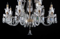 The lower part of a golden Baccarat Bohemia chandelier