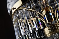 Crystal hooves on a brass lamp structure