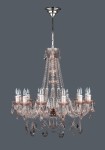 General view of colorful chandelier on light background