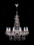 12-arm crystal chandelier in pastel pink-brown color with silver suspension