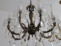 Detail of a brown stained ceiling lamp