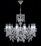 Hanging chandelier with 12 arms made of silver metal