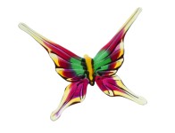 Detail of a purple butterfly made of metallurgical glass