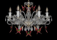 Crystal chandelier as a jewel with purple butterflies