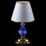 Bedside lamp made of blue cased crystal glass
