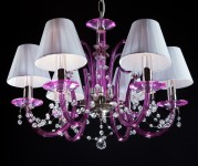 Purple glass chandelier with lampshades