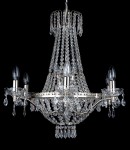 6 Arms basket crystal chandelier with Strass crystal chains - (6+4) candle bulbs