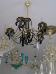 5 Arms Gold & Black cast brass chandelier - Highlighted relief & Black almonds