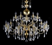 Large gold ceyrstal chandelier made of pressed brass