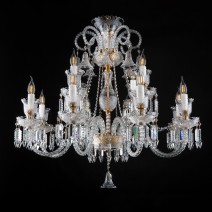 Chandeliers and lamps made of art glass with diamond cut