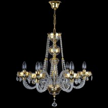 Shining gold crystal chandeliers with hand painting on clear glass