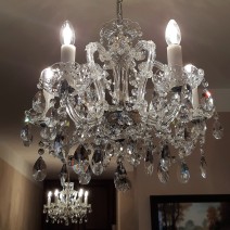Small and medium-sized Theresian crystal chandeliers with silver finish