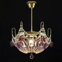 Colorful crystal basket chandeliers with glass grapes