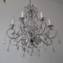 The 8 arms crystal chandelier - Smoke crystal glass & Glittering cut pearls
