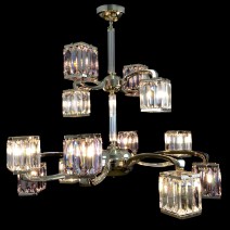 Avant-garde crystal chandelier with 12 cubic lanterns