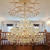 Large Strass chandeliers with glass arms for entrance halls