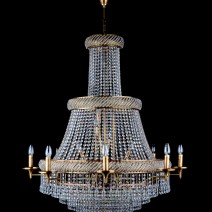 More modern strass chandeliers above the staircase or in the mezzanine between floors