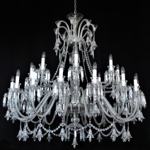 24-arm French large crystal chandelier with cut bells