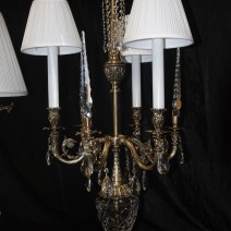 Massive table lamps made of cast brass and crystal glass