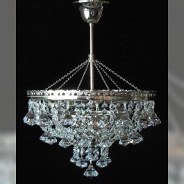 3 Bulbs basket crystal chandelier with diamond shaped pendants