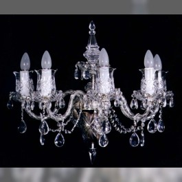 Antique 5 arms crystal wall light for representative interiors