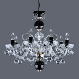 Timeless modern hanging chandelier made of black and clear (white) crystal glass
