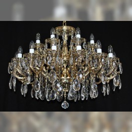 18 Arms Massive Cast brass chandelier with crystal almonds