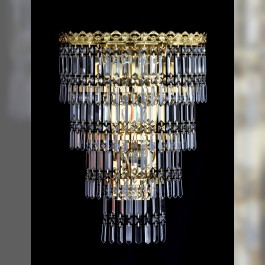 Extra large wall light with cut prisms of gold metal