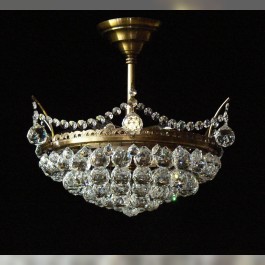 6 bulbs basket crystal chandelier with cut crystal balls - ANTIK brass