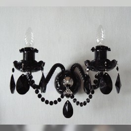 2 Arms Silver wall light with Black almonds