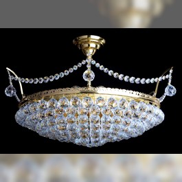 6 bulbs basket crystal chandelier with cut crystal balls III. - Gold brass