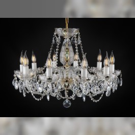 Traditional Czech crystal chandelier with 10 arms, PK500 hand cut