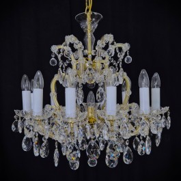 Smaller golden Theresian chandelier with 12 + 1 light bulbs