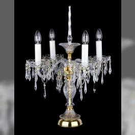 Decorative crystal lamp with 4 arms and a glass icicle-shaped tip