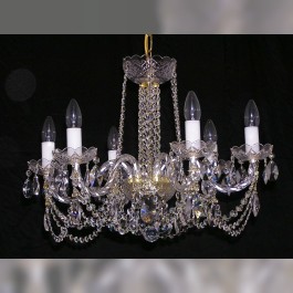 6 Arms glass crystal chandelier with cut crystal almonds