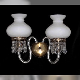 Rustic white wall light with crystal chains