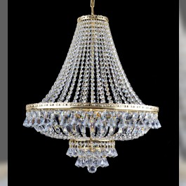 6 bulbs Strass basket crystal chandelier - Cut octagons & Diamond shaped pendants