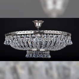 6 Bulbs glittering silver basket crystal chandelier with diamond-shaped crystals