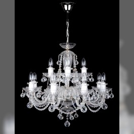 12 Arms silver crystal chandelier with cut crystal balls