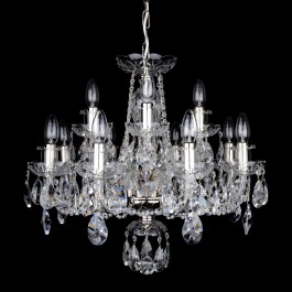 12-bulb glossy silver crystal chandelier