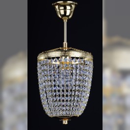 1 Bulb basket crystal chandelier with cut Strass crystal chains