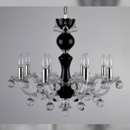 8 Arms Black Crystal chandelier with cut crystal balls - Silver